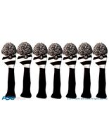 NEW 1 3 5 7 9 11 13 Classic BLACK WHITE KNIT golfclubsHeadcoverpom Headc... - $134.17 CAD