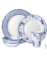 Mikasa Dinnerware Set Blue White Floral Kiley 16-Piece Bone China Serves 4 - $119.99