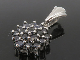 925 Sterling Silver - Petite Prong Set Sapphire Flower Motif Pendant - PT10762 - £27.16 GBP