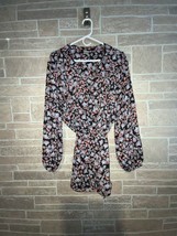 Terra&amp;Sky Plus Size Floral Ties At Waist Long Sleeve Tunic Size 2x - $13.86