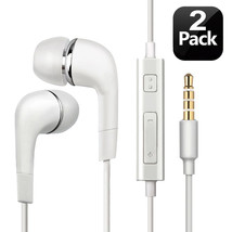 In-Ear Earphones Flat Headphones Extra Bass White With Mic Earbuds Buds - £25.05 GBP
