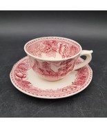 Rare Vintage c.1960&#39;s Arabia Finland Landscape Red Demitasse Cup and Saucer - $47.37 CAD