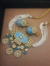 Antique Kundan Indian Jewelry Necklace Earrings Jhumka Rajwadi Set Nile J1290 - £43.16 GBP