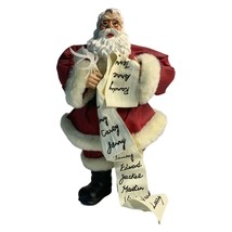 Santa Clause Making His List Fabric Mache Resin Fur Trimmed Tabletop Figurine - £19.39 GBP