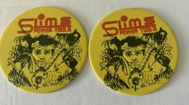 Lot 2 Slims Power Tools  POG Milk Cap 1993 Vtg Advertising - £11.82 GBP