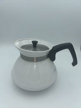 Vintage Corning Ware 6 Cup Teapot P104 Plain White w Lid Grannycore - £13.48 GBP