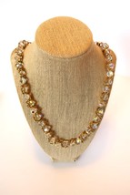 Vtg Vendome Clear Rhinestone Necklace Gold Tone Accents Princess Length - £23.16 GBP