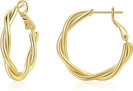 Small Gold Hoop Earrings Cartilage Ear Cuff Earring 14k Yellow Gold Plat... - $89.99