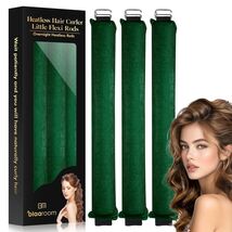 Overnight Heatless Hair Curlers Satin Velvet No Heat Jumbo Rods 3pcs Green - $183.42 MXN
