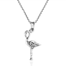 Happy Flamingo Double Sided Sterling Silver Necklace - £15.02 GBP