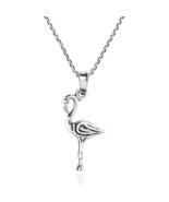 Happy Flamingo Double Sided Sterling Silver Necklace - £14.70 GBP