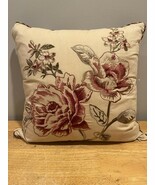 Waverly Garden Room Norfolk Rose Embroidered Throw Pillow 16x16” - $67.87 CAD