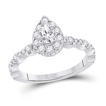 14kt White Gold Pear Diamond Bridal Wedding Engagement Ring 1 Ctw (Certified) - £1,950.98 GBP
