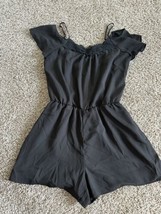 Decree Romper Cold Shoulder Short Sleeves Size Medium Black Lined Lace N... - $9.49
