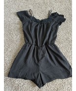Decree Romper Cold Shoulder Short Sleeves Size Medium Black Lined Lace N... - $9.49