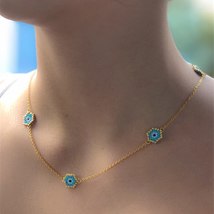 Go2boho Turkish Necklaces Choker Miyuki Greek Eye Necklace Pendant Stainless Ste - £14.11 GBP