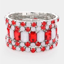 Beautiful Crystal Rhinestones 5 Strand Stretch Tennis Bracelet Set For Women - £33.78 GBP