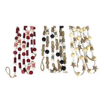 Red Black and Brown Spools of Thread Wood Christmas Garland 6 Feet Long ... - $49.48