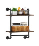 Industrial Pipe Floating Bathroom Shelves Wall Mounted With Towel Bar, 2... - $73.99