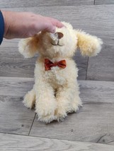 FAO Schwartz Yellow Puppy Dog Lab Poodle Plush Stuffed Anima 12" Glitter Bow Tie - $12.73