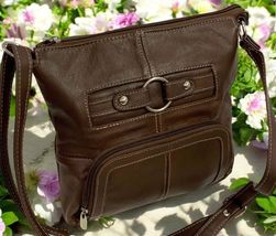 BROWN WOMEN MEDIUM COWHIDE LEATHER CROSS BODY SHOULDER BAG HANDBAG PURSE... - $34.99