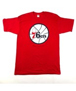 Vintage Philadelphia 76ers Mens XL Red T Tee Shirt Circle Logo Made in U... - £24.72 GBP