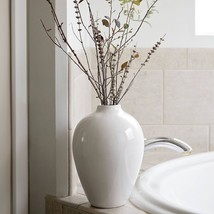 Willowy Porcelain Vase - White Ceramic Vase, 10Inch Modern Design For, V... - $819.11 MXN