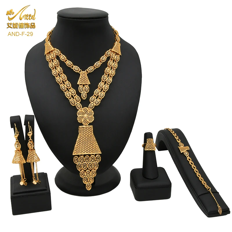 Dubai Gold Plated Jewelry Set For Women Ethiopian Wedding Bride Luxury African N - $39.97