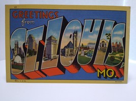 Greetings From St Louis Missouri Large Big Letter Postcard Linen 1944 Ci... - £5.75 GBP
