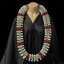 Graduation Money Celebration Lei $50 Bills Folded Maroon Burgundy W/gold... - $117.81