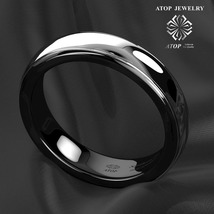 6mm Dome Black edge Tungsten Ring Silver Wedding Band Bridal men&#39;s Jewelry  - £22.32 GBP