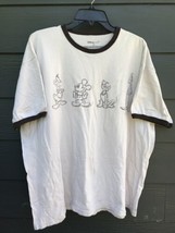 VTG Disney T Shirt Men Tan Brown Ringer Sz 2XL Mickey Mouse Graphic Sketch 90s - £18.24 GBP