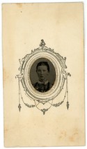 c1860&#39;S ID&#39;d Paper Framed Cartouche Hand Tinted TINTYPE Beautiful Young Woman - £12.39 GBP