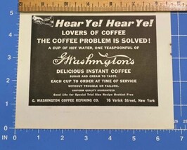 Vtg Print Ad GWashington&#39;s Instant Coffee Offer for 10 Cent Trial 4.25&quot; ... - £6.88 GBP