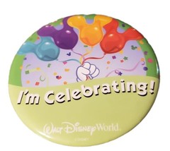 Walt Disney World I&#39;m Celebrating Large Button Colorful Balloons Party - £7.81 GBP