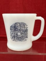 Children on Fence Fire King Currier &amp; Ives Coffee Mug Cup Milk Glass Vintage - £8.89 GBP