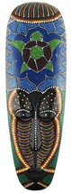 Tiki Mask Wall Decor 19 in Tribal Indonesia Multicolor Carved Wood - £14.98 GBP