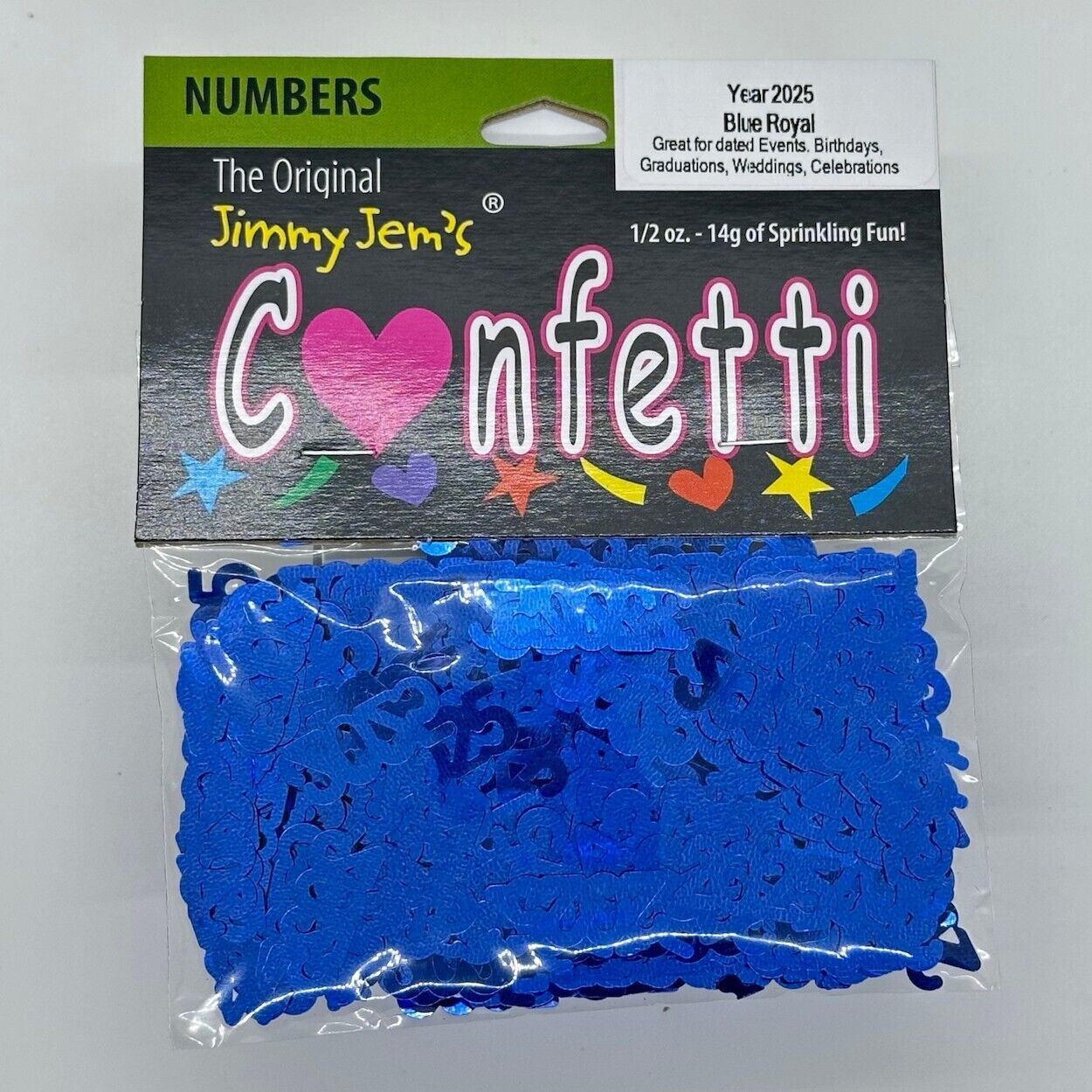 Confetti Year Number 2025 Blue Royal Half Oz Bag