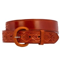 Orange Cowboy Belt Western Dress Hand Tooled Real Leather Buckle Vaquero... - $18.99