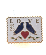 VTG Love Birds Bluebirds Red Heart USPS 25 Cent Postage Stamp Pin The Ma... - £11.85 GBP