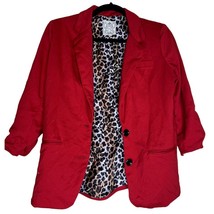 Maxim Studio 1963 Woman&#39;s Size Small Red Blazer Cheetah style inner Lined 2 butt - £24.42 GBP