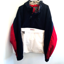 VTG Eddie Bauer Jacket Pullover Softshell Hooded XL Color-Block Red Blue White - £37.34 GBP