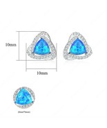 1.50Ct Created Opal Stud Push Back Halo Earring For Ladies 14K White Gol... - £61.70 GBP