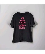 Bass Pro Shops size Large Women&#39;s &quot;KEEP CALM AND CARRY GUNS&quot; Black Pink ... - £6.27 GBP