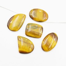 Yellow Fire Top Quality Natural Tiger Eye Gemstone Cabochon 5 Pieces Lot R31960 - £8.11 GBP