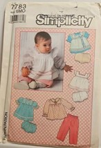 Simplicity Pattern 7783 Babies Top, Apron, Sundress, Pants, Panties 6 mos Uncut - $7.99