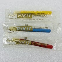 VTG Bill Smith&#39;s Texaco Pikit Personal Toothpick Lot 3 Red Yellow Blue Sealed - £13.92 GBP