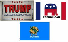 3x5 Trump White #2 &amp; Republican &amp; State of Oklahoma Wholesale Set Flag 3&#39;x5&#39; - £18.00 GBP