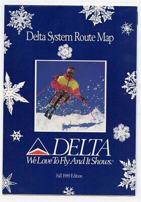 Primary image for Delta Airlines System Route Map Airplane Travel Aviation Information Fall 1989