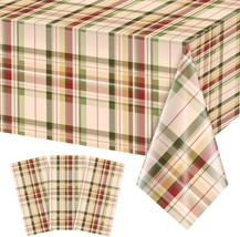 3Pack Fall Buffalo Checkered Plaid Table Covers Plastic Give Thanks Buffalo Chec - £21.64 GBP